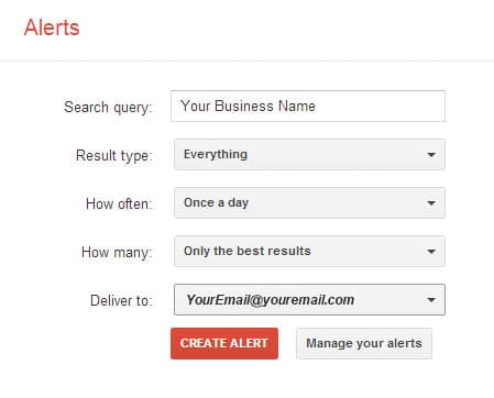Google Alerts to Monitor Your Business Name